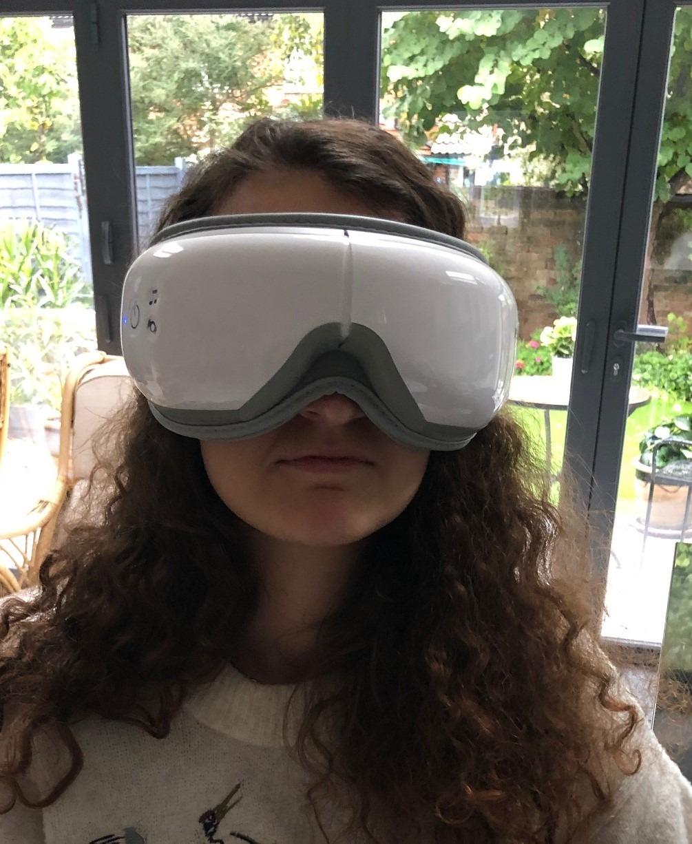 This well-packaged eye massager is a family favorite, offering adjustable pressure, Bluetooth music capability, and proven relief for migraines. - Sara